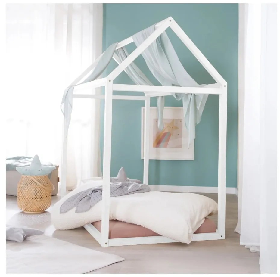 Biela domčeková detská posteľ 70x140 cm Montessori – Roba