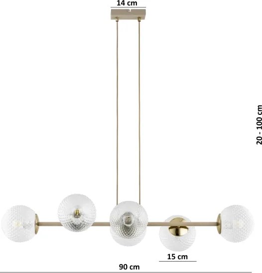 Brilagi - Závesný luster na lane STELLA 6xE27/60W/230V béžová/zlatá