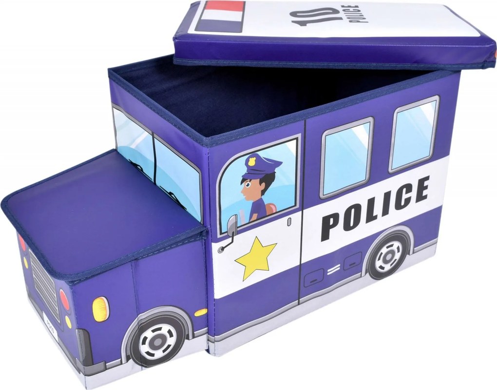 Skladací taburet / kôš na hračky Polícia