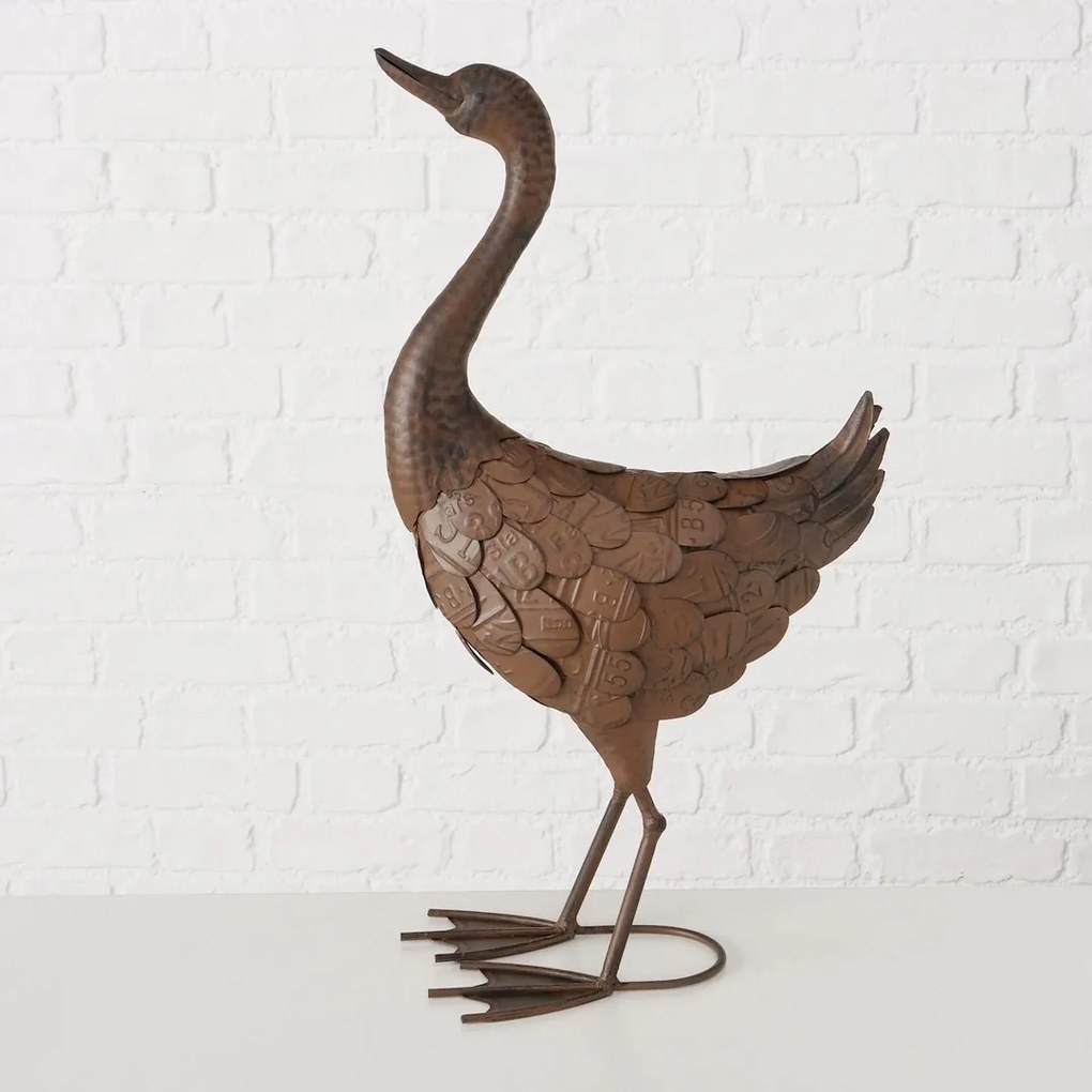 BOLTZE Záhradná kovová figúrka Goose, 60x33 cm, hnedá