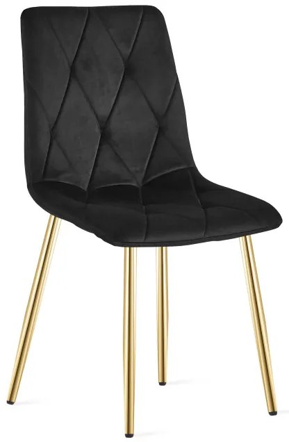 Jedálenská stolička LIBRA zamatová, čierna / zlaté nohy
