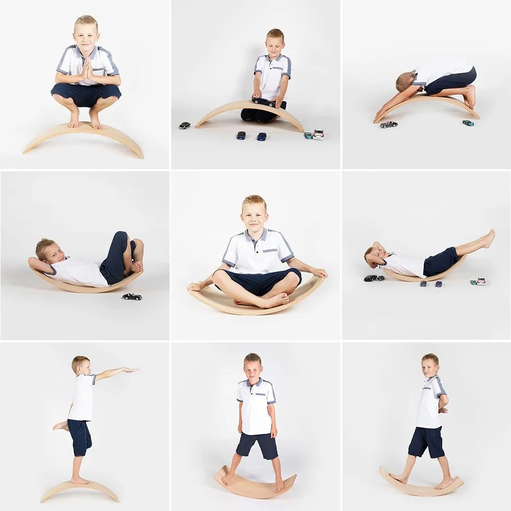 Balančná doska z borovicového dreva v prírodnej farbe 80x30x18 cm Montessori – Meowbaby