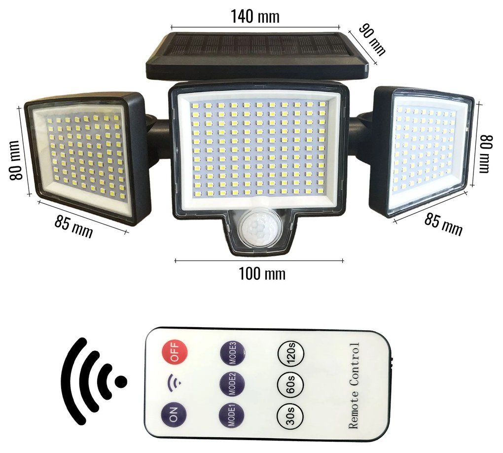 Bluegarden Bluegarden, LED solárna lampa so senzorom pohybu 7W 6500K P60262, OGR-08398