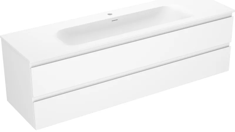 Mexen Orio, kúpeľňová skrinka 160 cm s umývadlom Vela, 2 zásuvky, biela matná, 91A10-16047-2-BFF01-W23M01