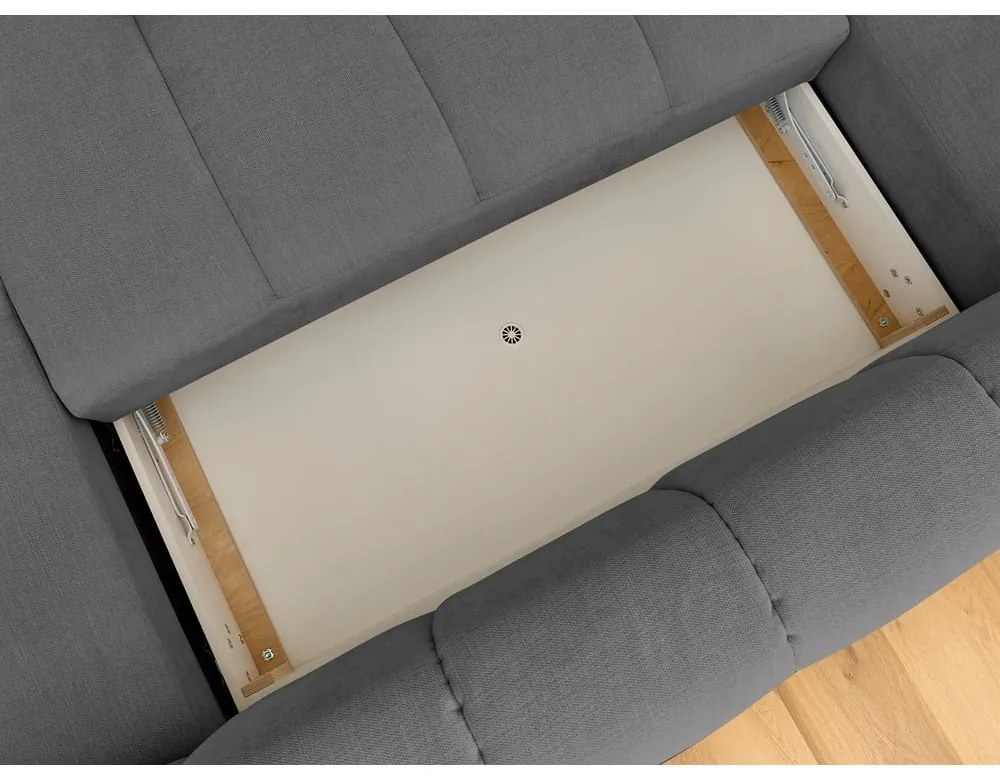 Tmavosivá rozkladacia/s úložným priestorom rohová pohovka (ľavý roh/do tvaru "U") Fuji – Bobochic Paris