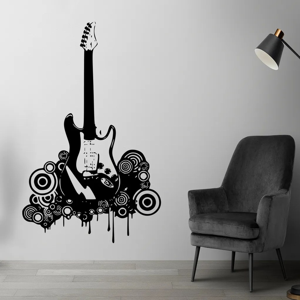Veselá Stena Samolepka Elektrofonická gitara Farba: modrá, Veľkosť: 100 x 62 cm