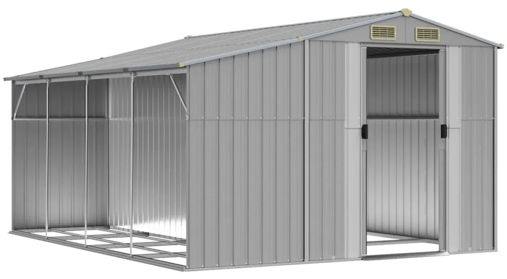 Záhradná kôlňa sivá 277x365,5x179 cm pozinkovaná oceľ