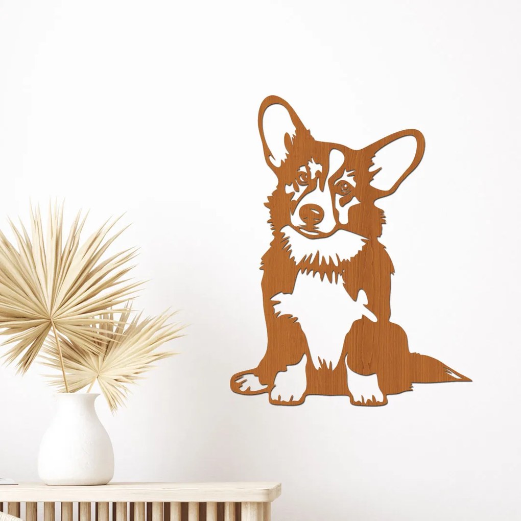 dřevo života Drevená dekorácia psa Corgi Rozmery - cm: 30x40, Zvoľte farbu dekoru: Buk