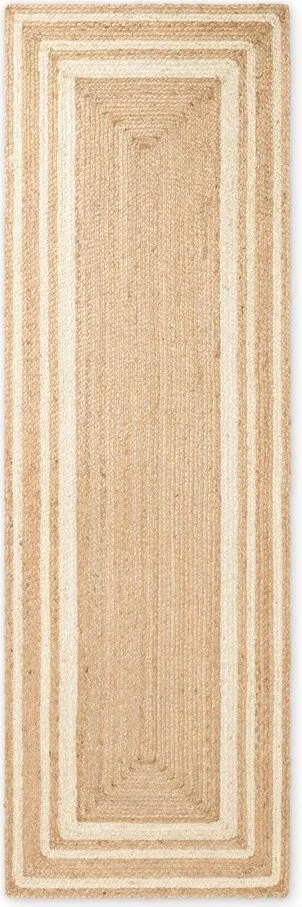Krémovobiely/v prírodnej farbe obojstranný/ručne tkaný jutový behúň 80x250 cm Looma – Hanse Home