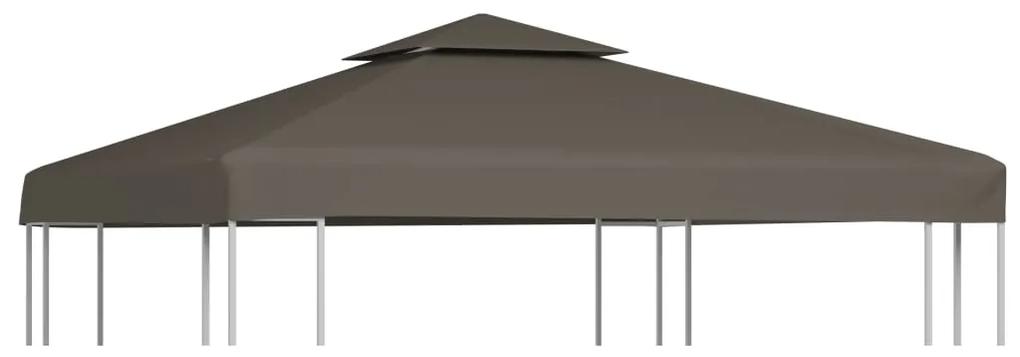 vidaXL Dvojitá strieška na altánok 310 g/m², 3x3 m, sivohnedá