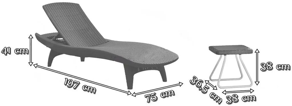 KETER PACIFIC Set hnedá 2x ležadlo + 1x stolík 17201591