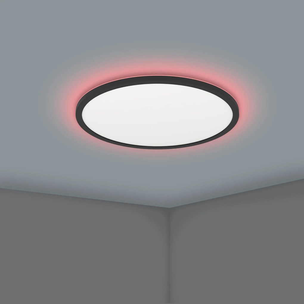 EGLO LED múdre prisadené osvetlenie ROVITO-Z, 16,5 W, teplá biela-studená biela, RGB, čierne, 42cm, okrúh