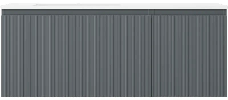 Mexen Rivel, kúpeľňová skrinka 120 cm s ľavým umývadlom Otis, 1S, 1D, drážkovaná, grafitová matná/biela matná, 91A23-12047-3-BBFF66-W18L01
