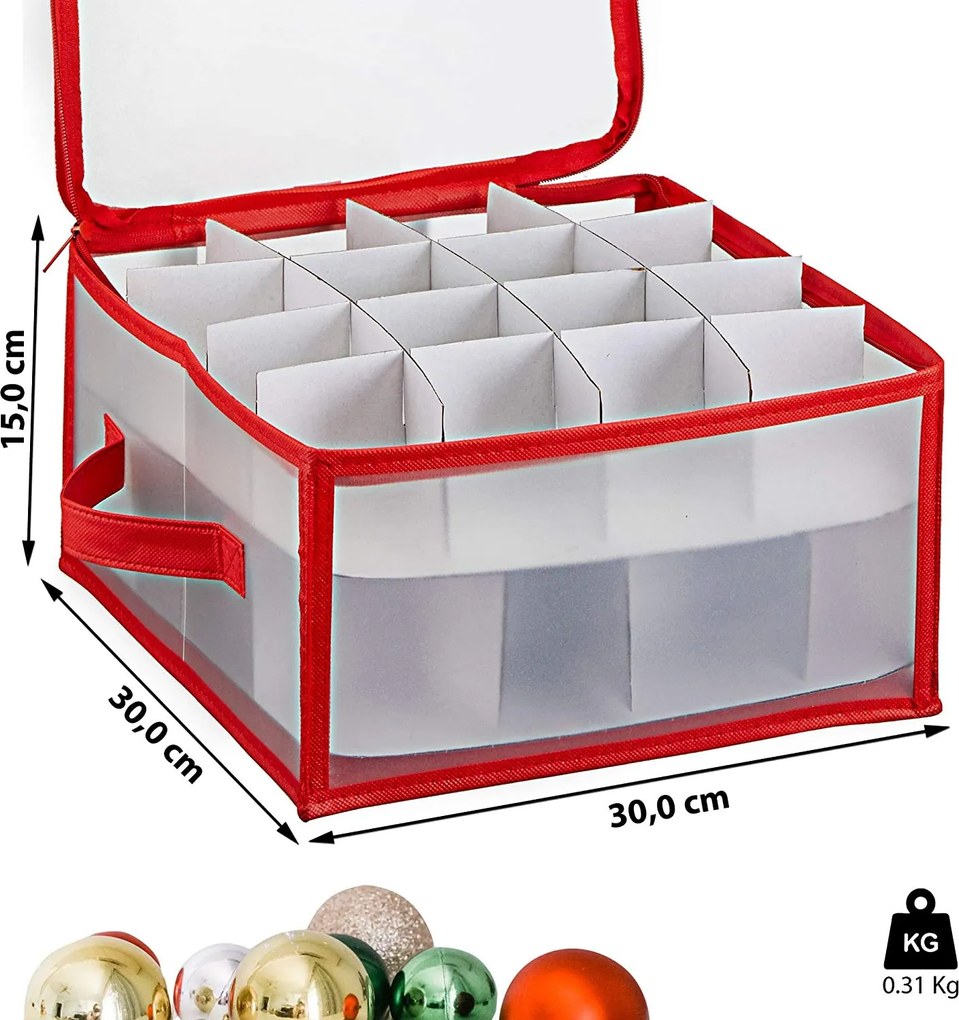 VERK GROUP Vianočný úložný box na gule, ozdoby a vianočné dekorácie, 32 kusov