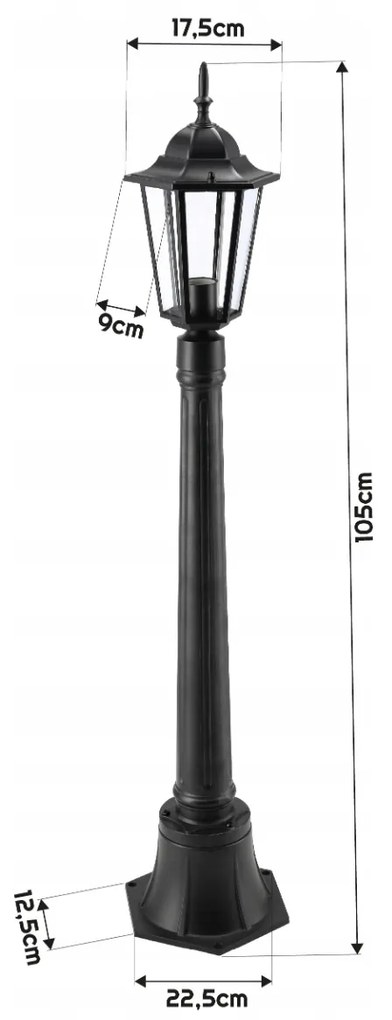 BERGE Záhradná lampa Stĺp Lampáš LED E27 105cm