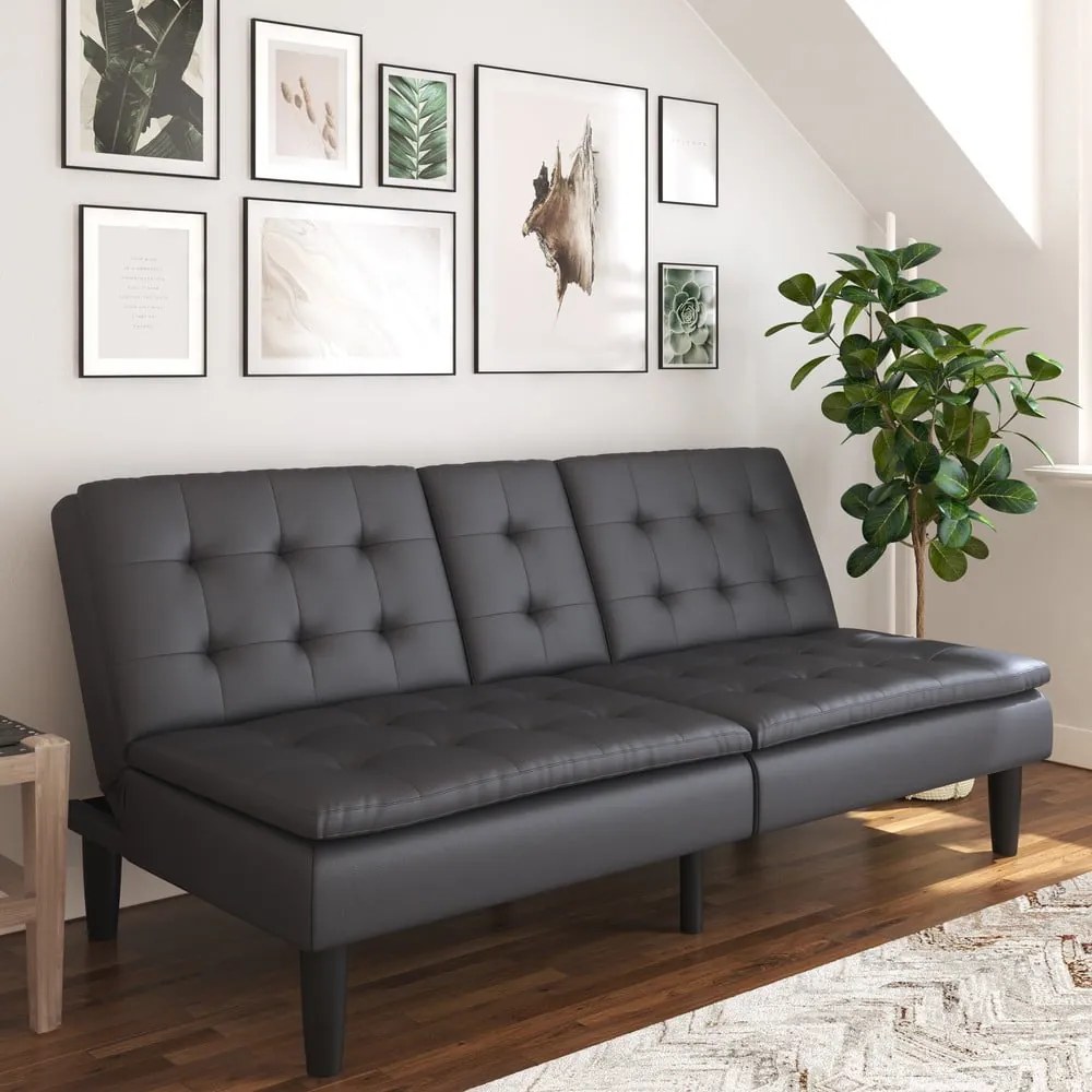 Sivá rozkladacia pohovka z imitácie kože 191 cm Maine – Støraa