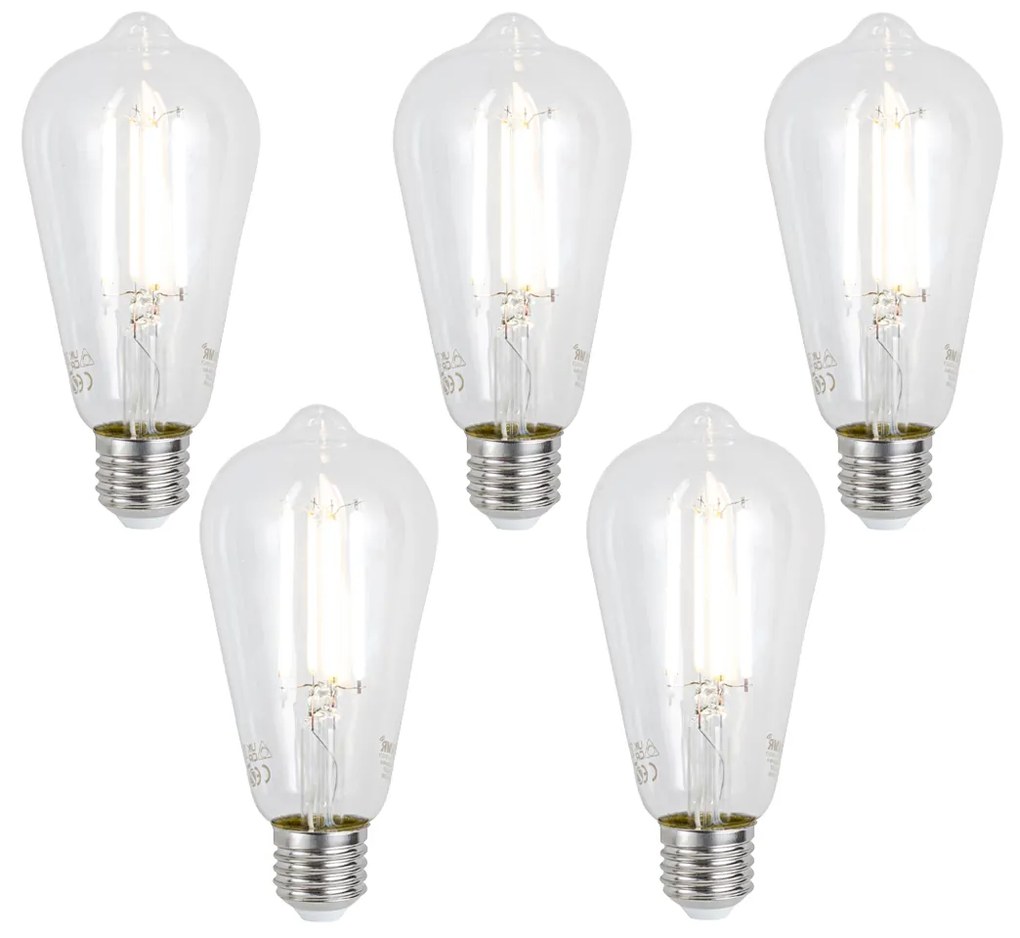 Sada 5 ks E27 Stmievateľné LED žiarovky ST64 číre 7W 806lm 2700-6500K