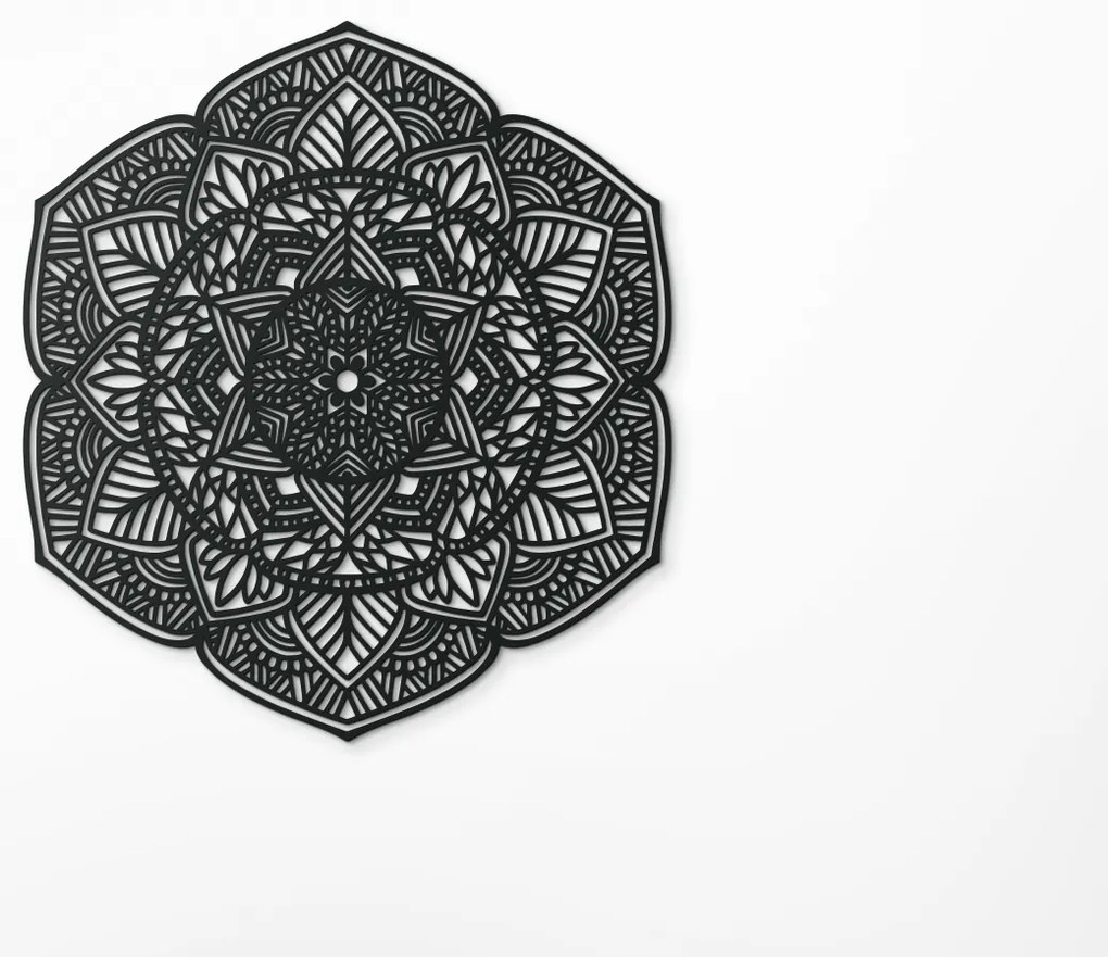 drevko Drevená mandala na stenu Kvety Rozmer obrazu: 125 x 112,5 cm, Farba dekorácie: Čierna