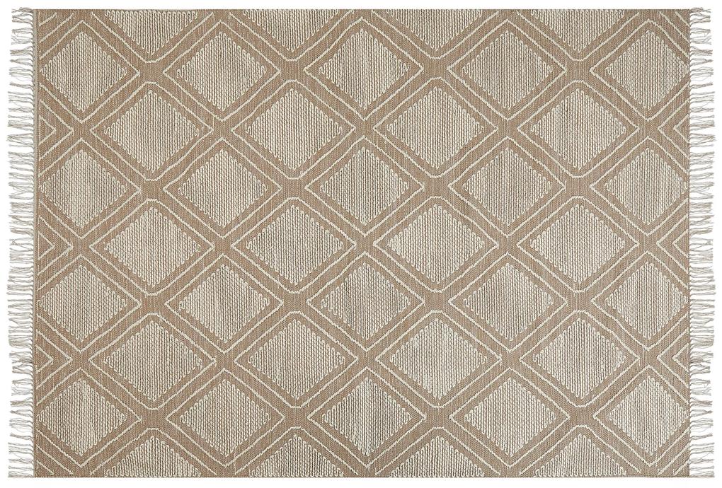 Bavlnený koberec 140 x 200 cm béžová/biela KACEM Beliani