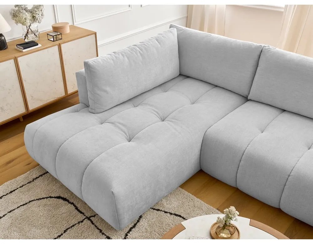 Svetlosivá rozkladacia/s úložným priestorom rohová pohovka (ľavý roh/do tvaru "U") Fuji – Bobochic Paris