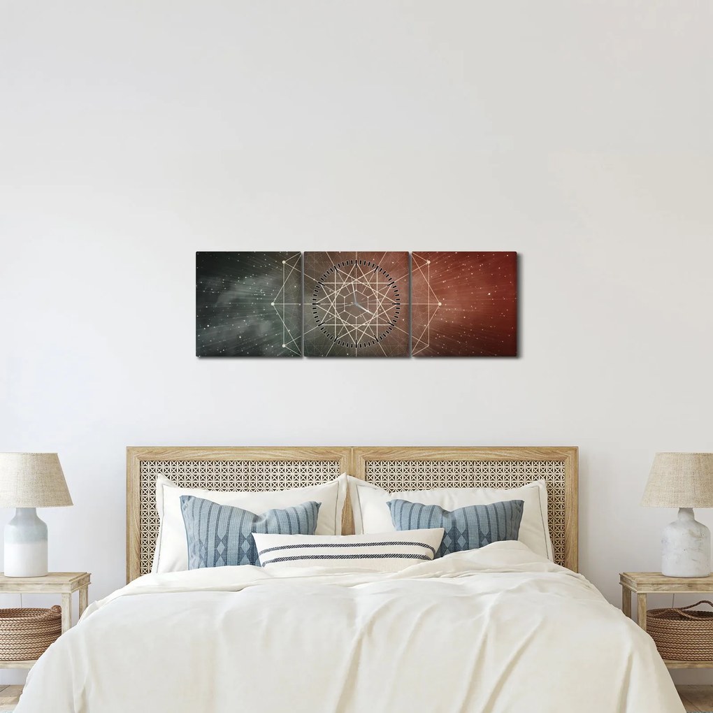 Obraz - Vesmírny dodecagram (s hodinami) (90x30 cm)