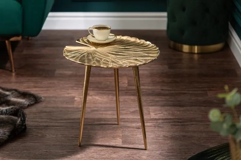Nemecko - Odkladací stolík GOLD LEAF 40 cm zlatý