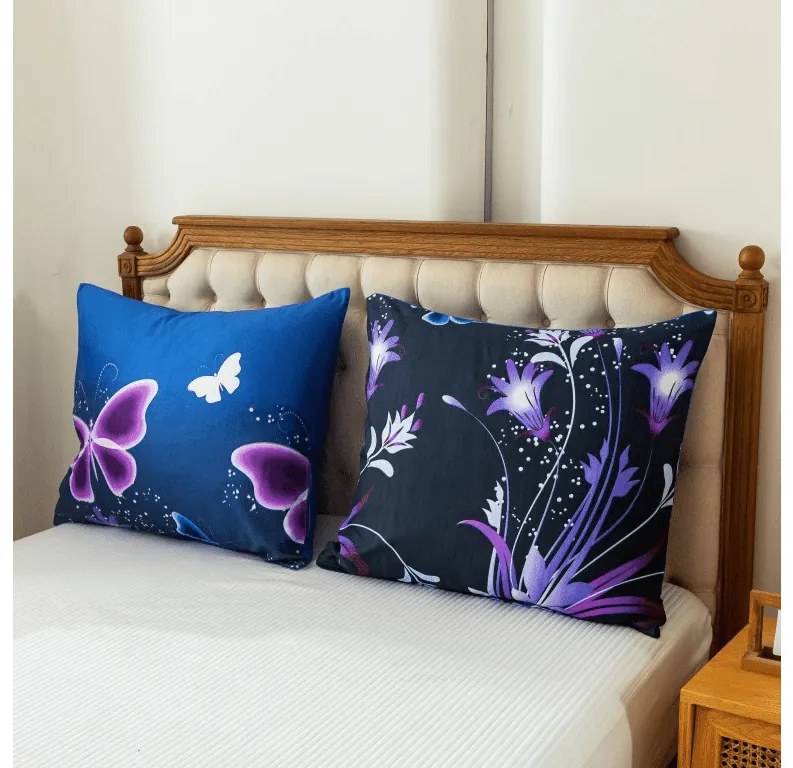 Obliečky z mikrovlákna VIOLET BUTTERFLY tmavo modré Rozmer obliečky: 70 x 90 cm | 140 x 200 cm