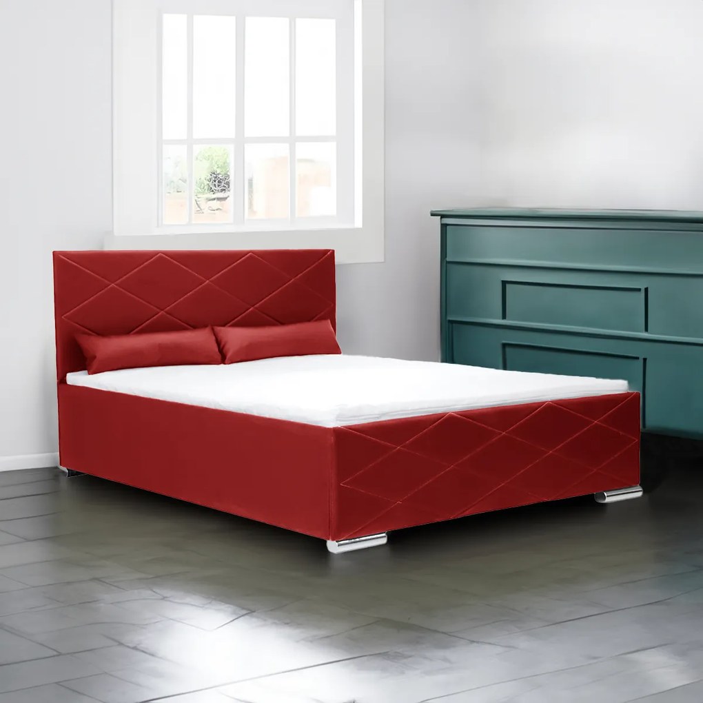 Čalúnená posteľ s úložným priestorom KRE 120x200 cm Červená
