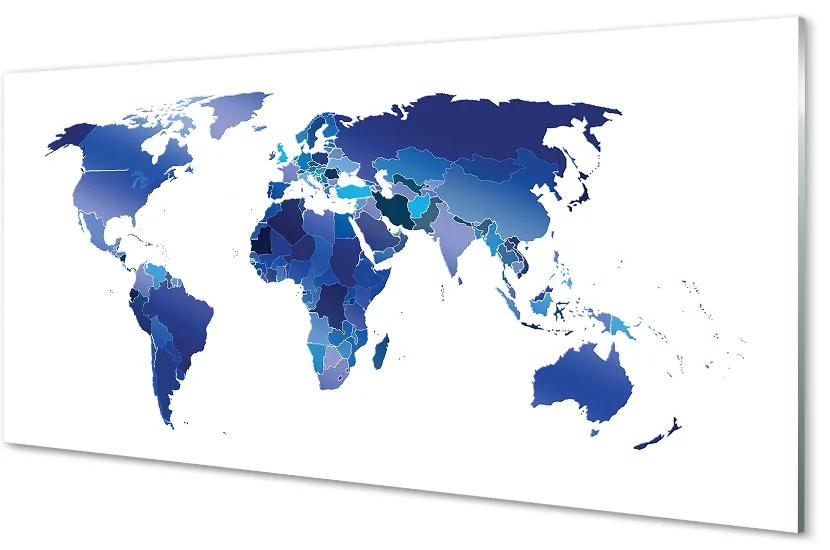 Sklenený obraz modrá mapa 125x50 cm