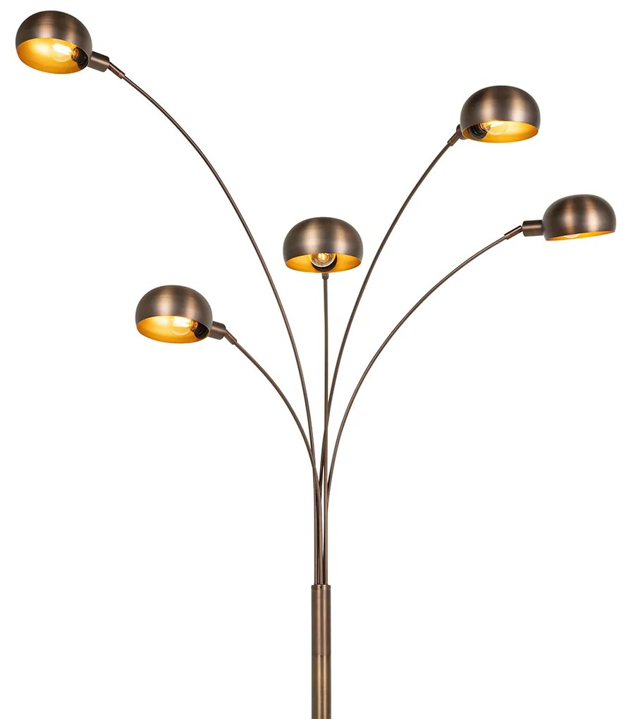 Dizajnová stojaca lampa tmavo bronzová so zlatom 5-svetlo - Sixties Marmo