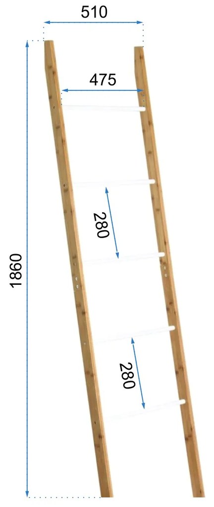 Rea - Tutumi, Vysoký bambusový rebríkový policový systém 186cm, hnedá, HOM-03693