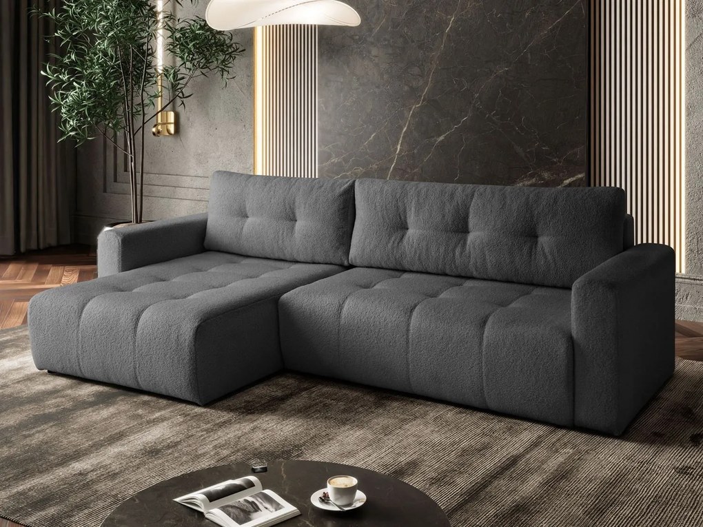 ROHOVÁ SEDAČKA SHARLOTTE 261 x 143 cm ŠEDÁ