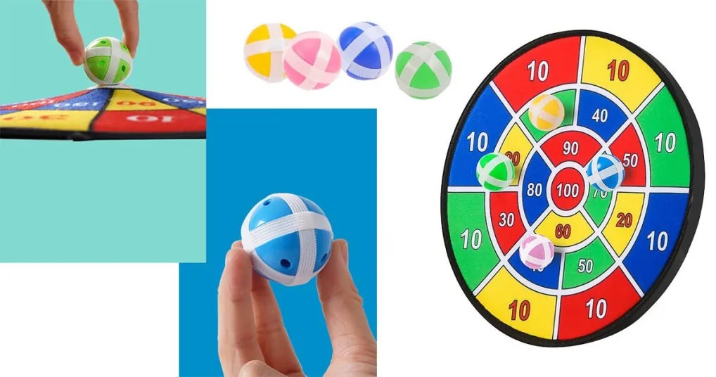 Hra s terčom na hod do terča so samolepiacimi guľôčkami