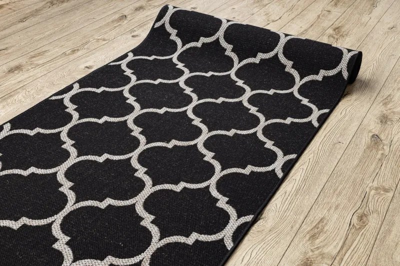 Behúň SIZAL FLOORLUX model 20608 Marocká mriežka čierna / strieborná Veľkosť: 80 cm