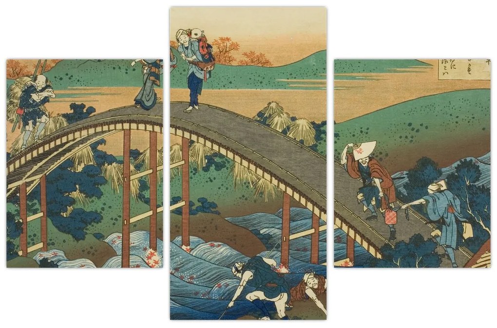 Obraz - Katsushika Hokusai, Ariwara no Narihirafrom the series One Hundred, Poems Explained by the Nurse (Hyakunin isshu uba ga etoki), reprodukcia (90x60 cm)