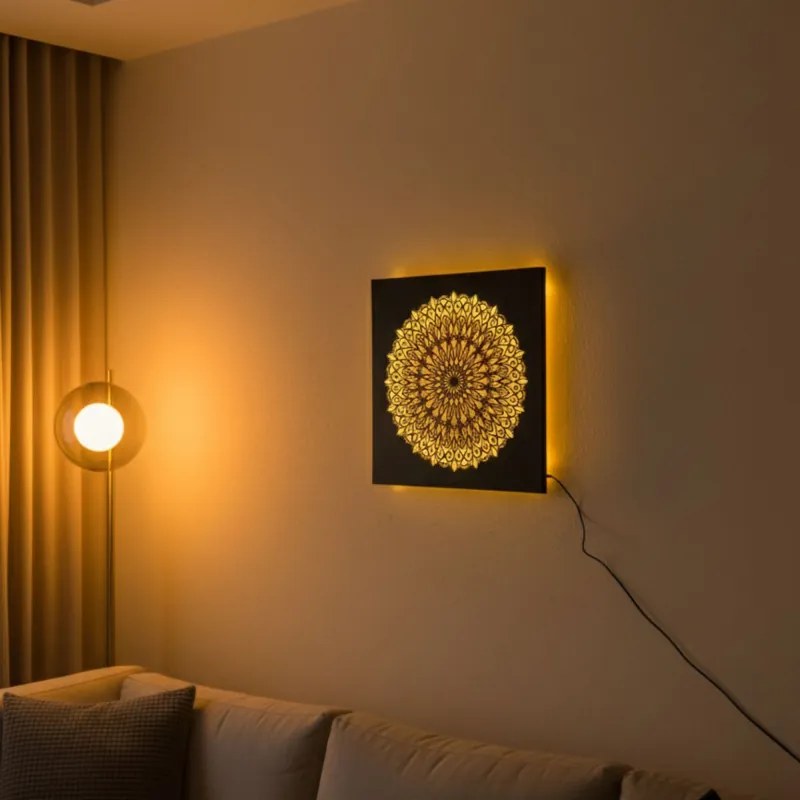 LED drevený obraz Mandala – svetelný obraz | SENTOP LED0251