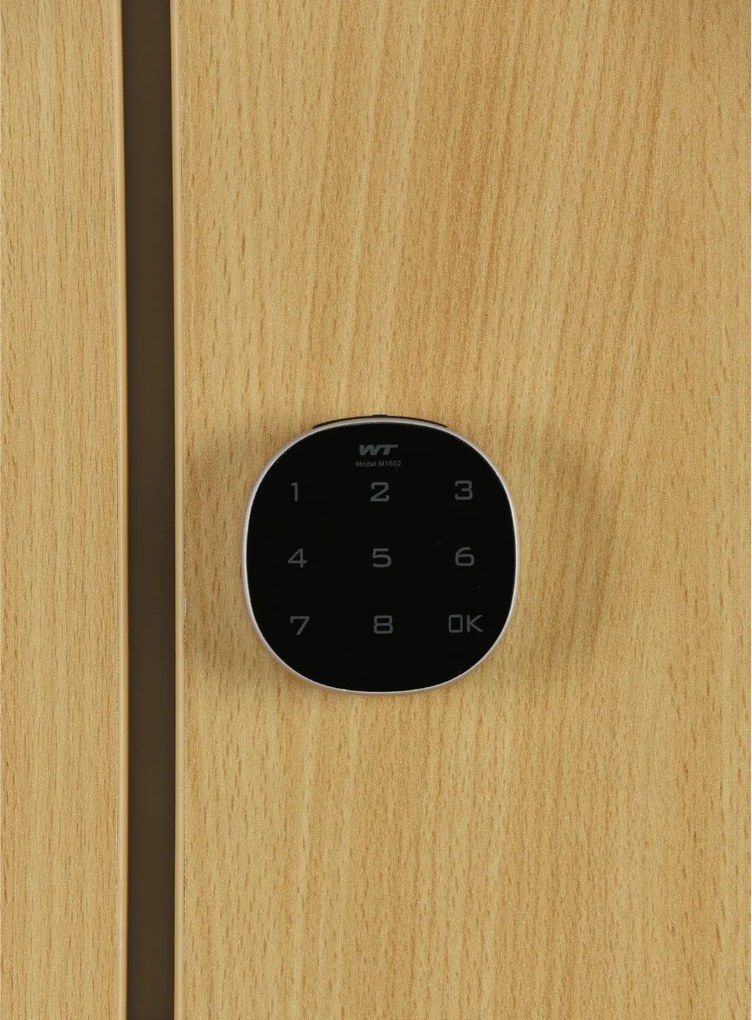 Šatníková skrinka S1 s úložnými boxmi, 6 boxov, 1850 x 900 x 500 mm, demont, kódový zámok, laminované dvere, biela