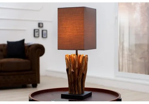 Stolová lampa 36966 Masív drevo/Hnedá  - Komfort-nábytok