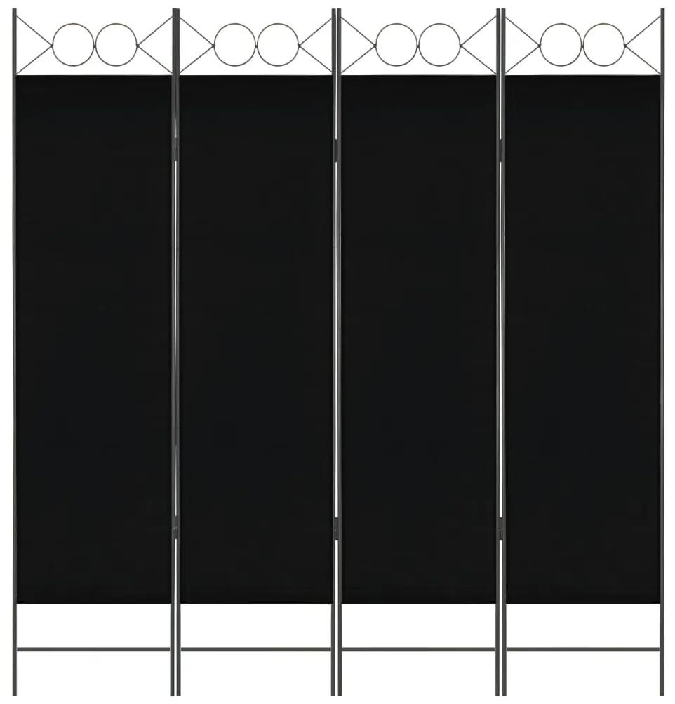 vidaXL 4-panelový paraván čierny 160x180 cm
