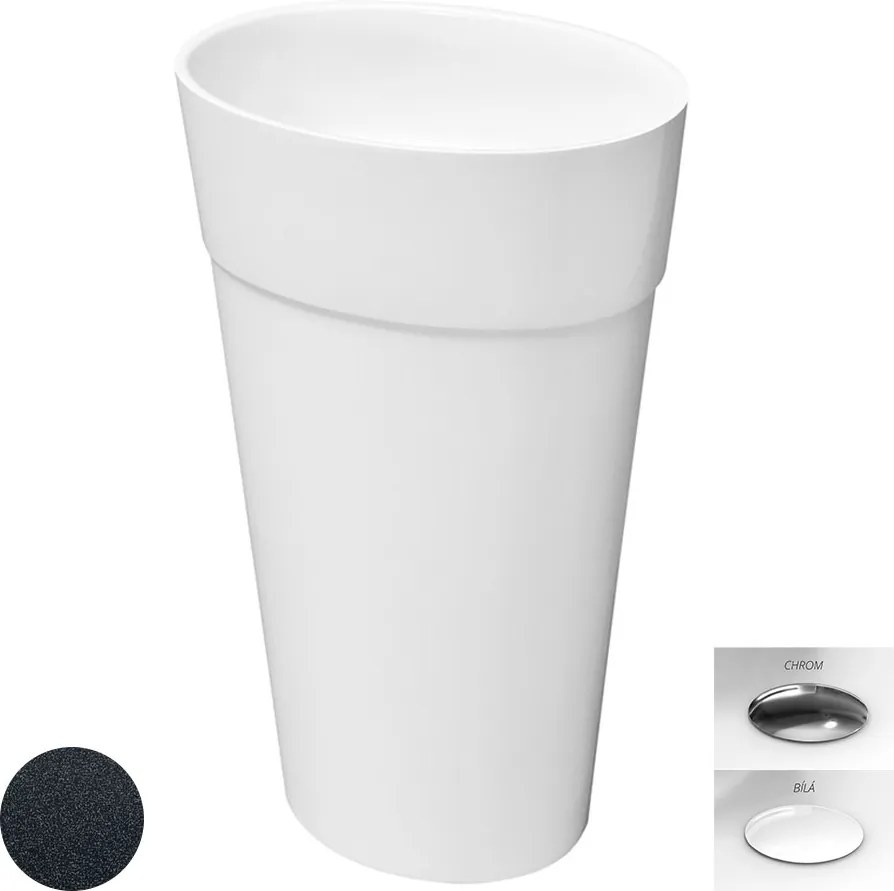 Besco Voľne stojace umývadlo z liateho mramoru Uniqa Glam G UM VS 46,5x32,5x84 cm, sifón Click-Clack BESCO-Typ výpuste: Click-Clack, chróm, BESCO-Roz…