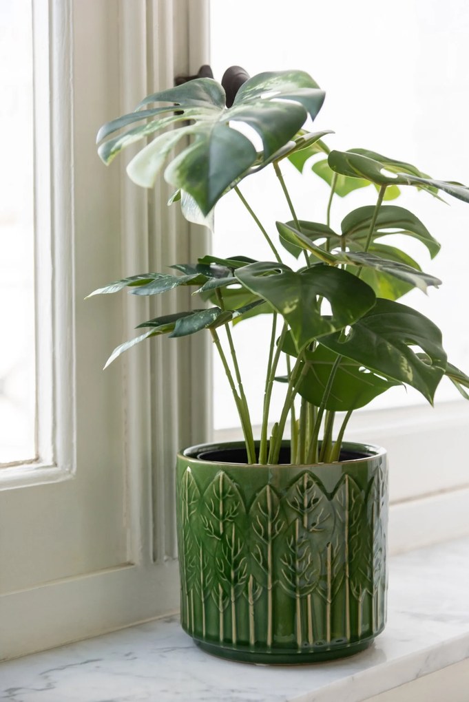Umělá monstera v květináči zelená – 12,5*11,5*43 cm