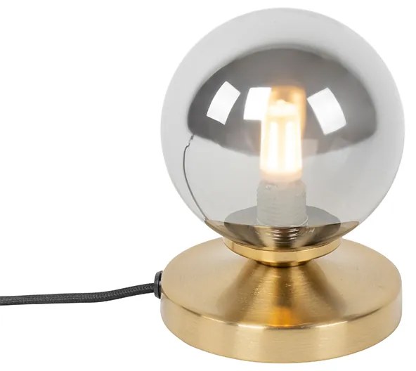 Moderná stolná lampa zlatá s dymovým sklom - Atény