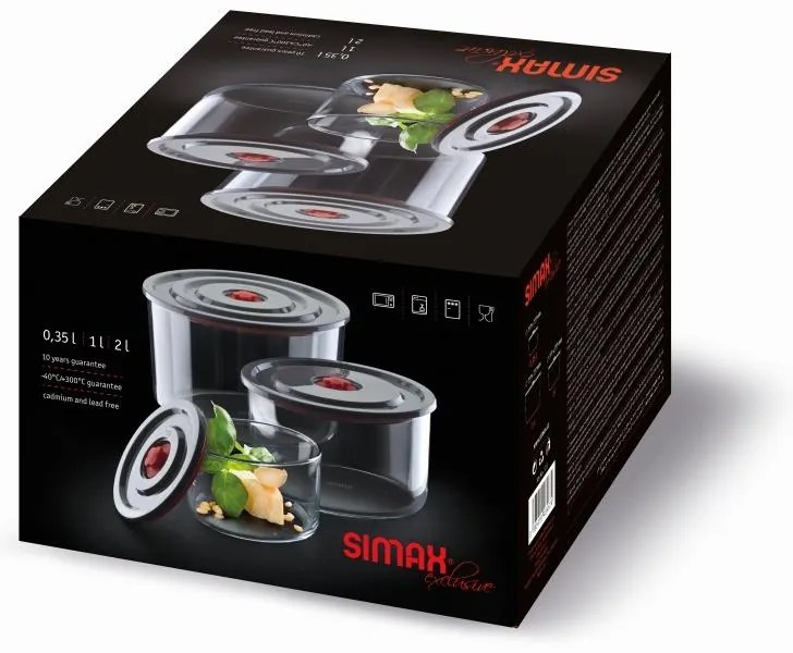 SIMAX SKLENENÁ NÁDOBA 0,35 L, 1 L, 2 L SADA 3KS