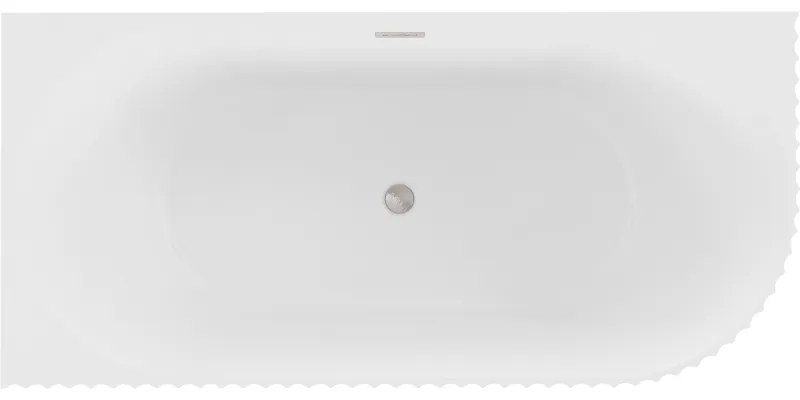 Mexen Gia, voľne stojaca rohová vaňa, drážkovaná, ľavá, 150 x 75 cm, biela matná, brúsená oceľ, 52701507501L-97