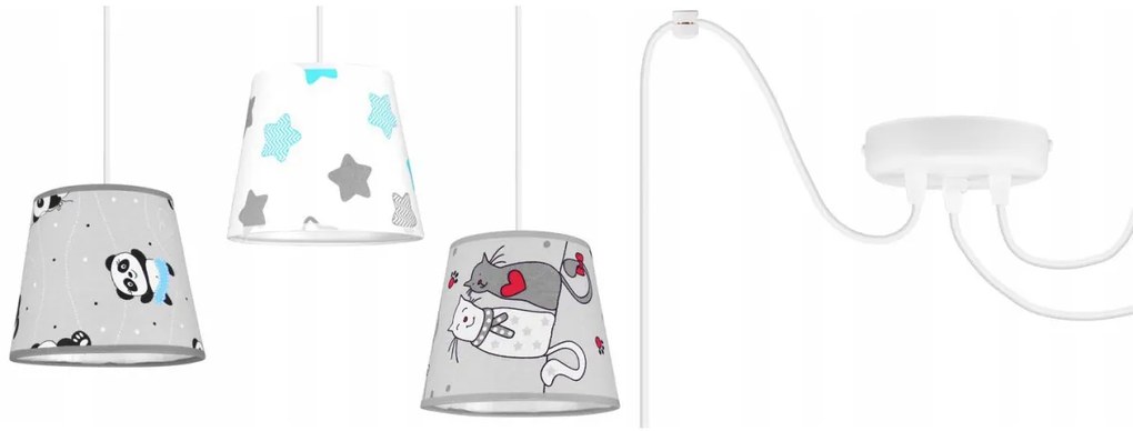 Detské závesné svietidlo Cone Spider, 3x textilné tienidlo so vzorom (výber zo 7 farieb), w