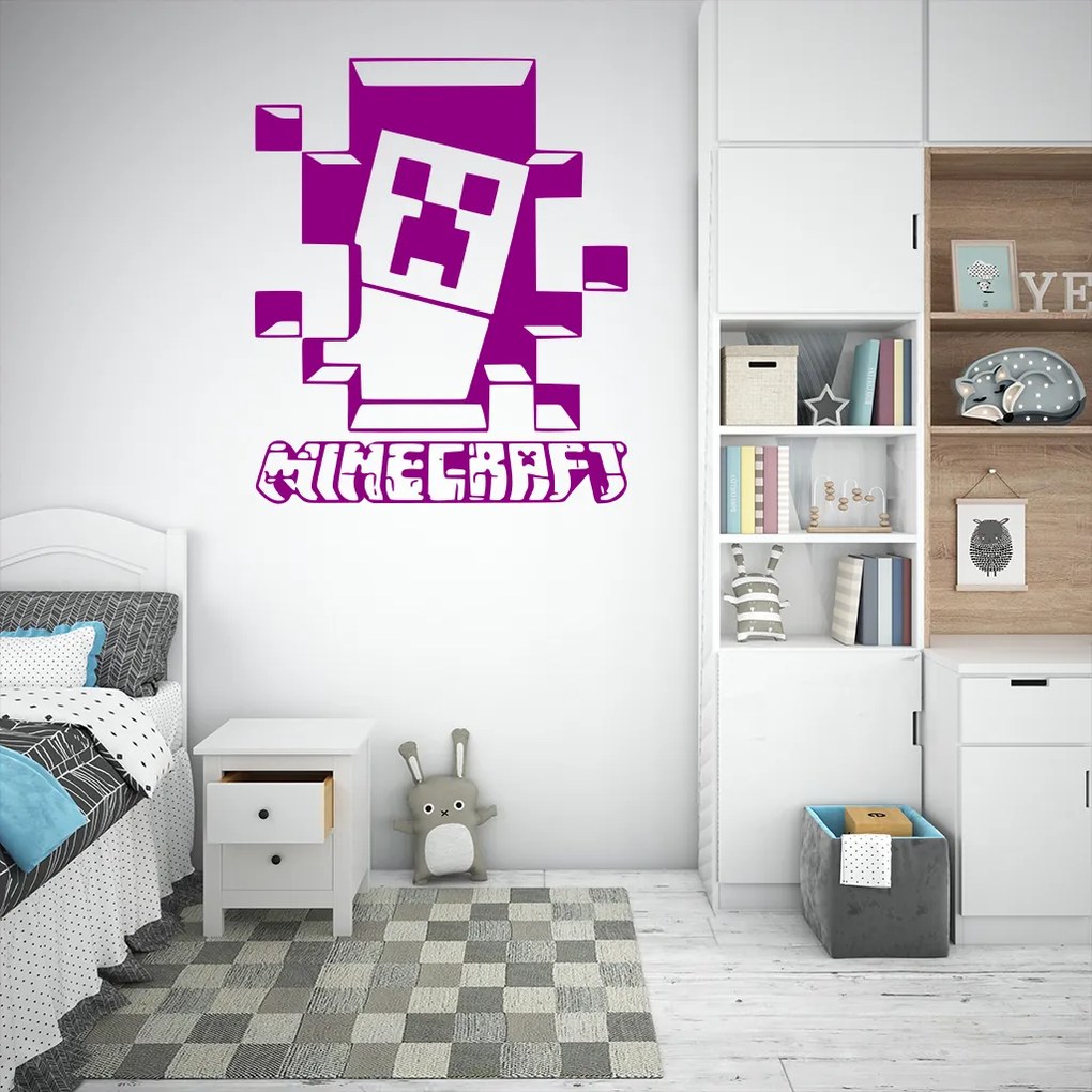 Veselá Stena Samolepka na stenu na stenu Minecraft hra Farba: černá