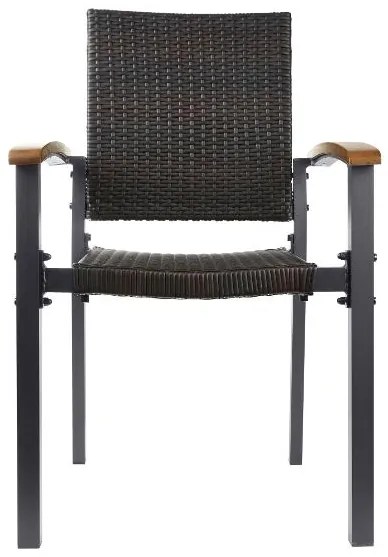 Livarno home Hliníkový záhradný stôl Valencia, 150 x 90 cm, hnedý/čierny + Záhradná stolička Valencia, 4 kusy (800008288)