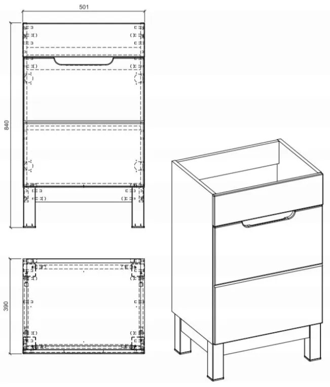 Kúpeľňová stojaca skrinka pod umývadlo BALI biela 50 cm