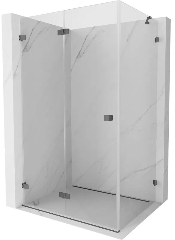 Mexen Lunar-F, 1-krídlový sprchový kút so skladacími dverami, ľavý, 95 x 70 cm, 8mm číre sklo, grafitový profil, 836-095-070-66-00-L