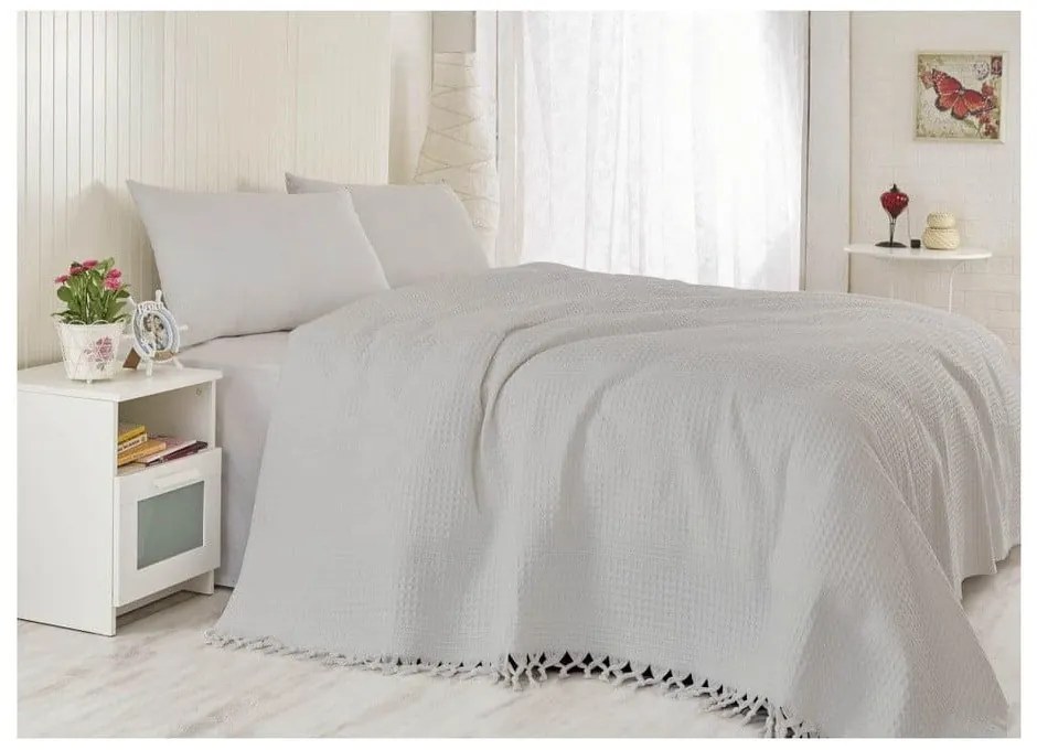 Béžový bavlnený pléd 220x240 cm Pique – Mijolnir